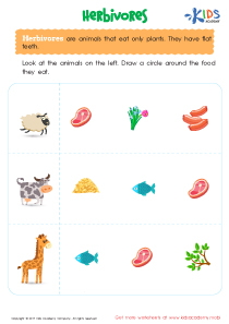 Herbivores Free Worksheet PDF for Kids